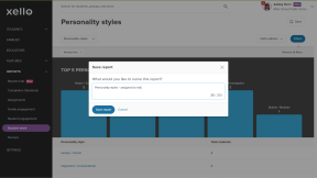 Educator account in Xello. The Personality styles report is open and the report is being saved and renamed.